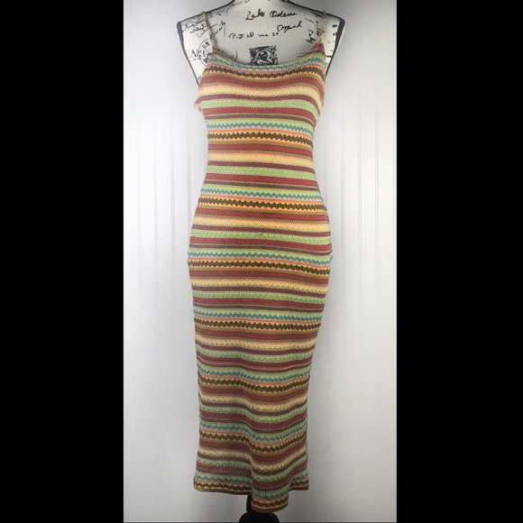 Jalate Dresses & Skirts - Jalate Vintage Chevron Reggae Color Hippie Dress